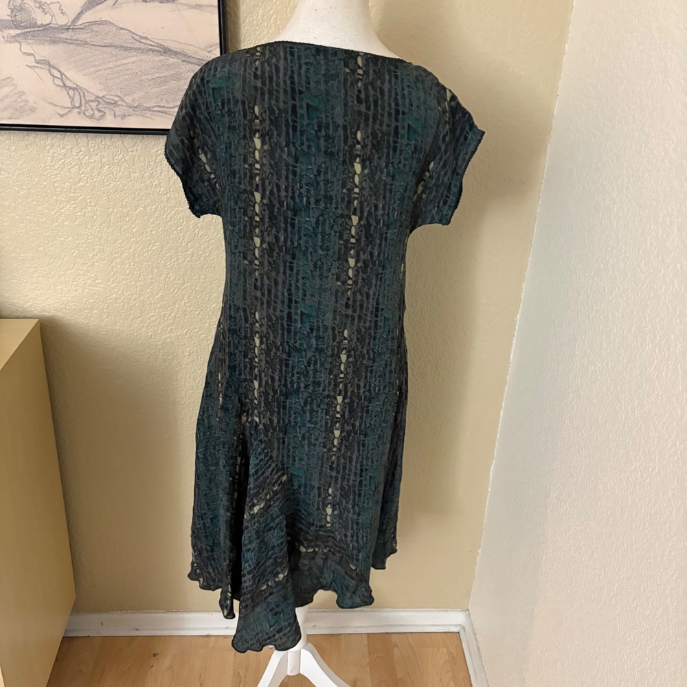 JOHNNY WAS BIYA Green Silk Swing Dress Size Small‎ - Picture 4 of 8